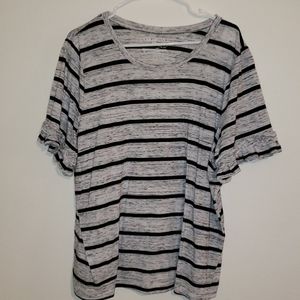 Striped tee with ruffle sleeves